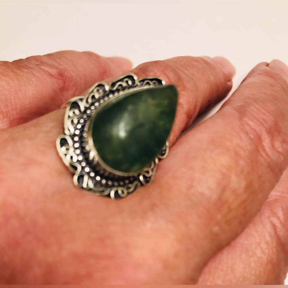 Nephite Jade 925 Sterling Silver Ring